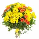 Букет из желтых хризантем и роз "Солнце"