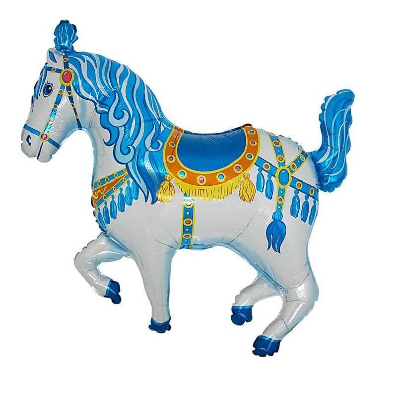 Фольгированный шар " Цирковая лошадь" голубой.