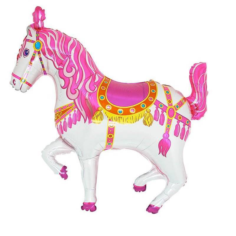Фольгированный шар " Цирковая лошадь" розовый.