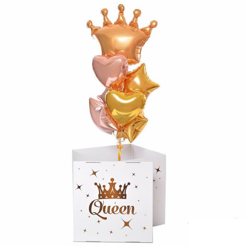 Коробка сюрприз с шаром в форме золотой короны